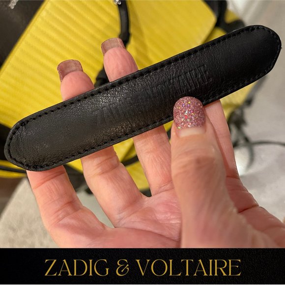 ZADIG & VOLTAIRE LARGE DRAMATIC CANDIDE YELLOW AND BLACK LEATHER TOTE - Picture 6 of 11